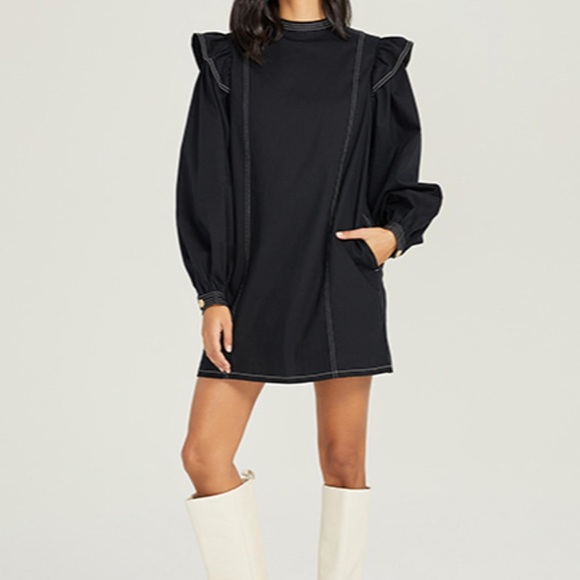 Something Navy Black Ruffle Dress - Picture 1 of 5
